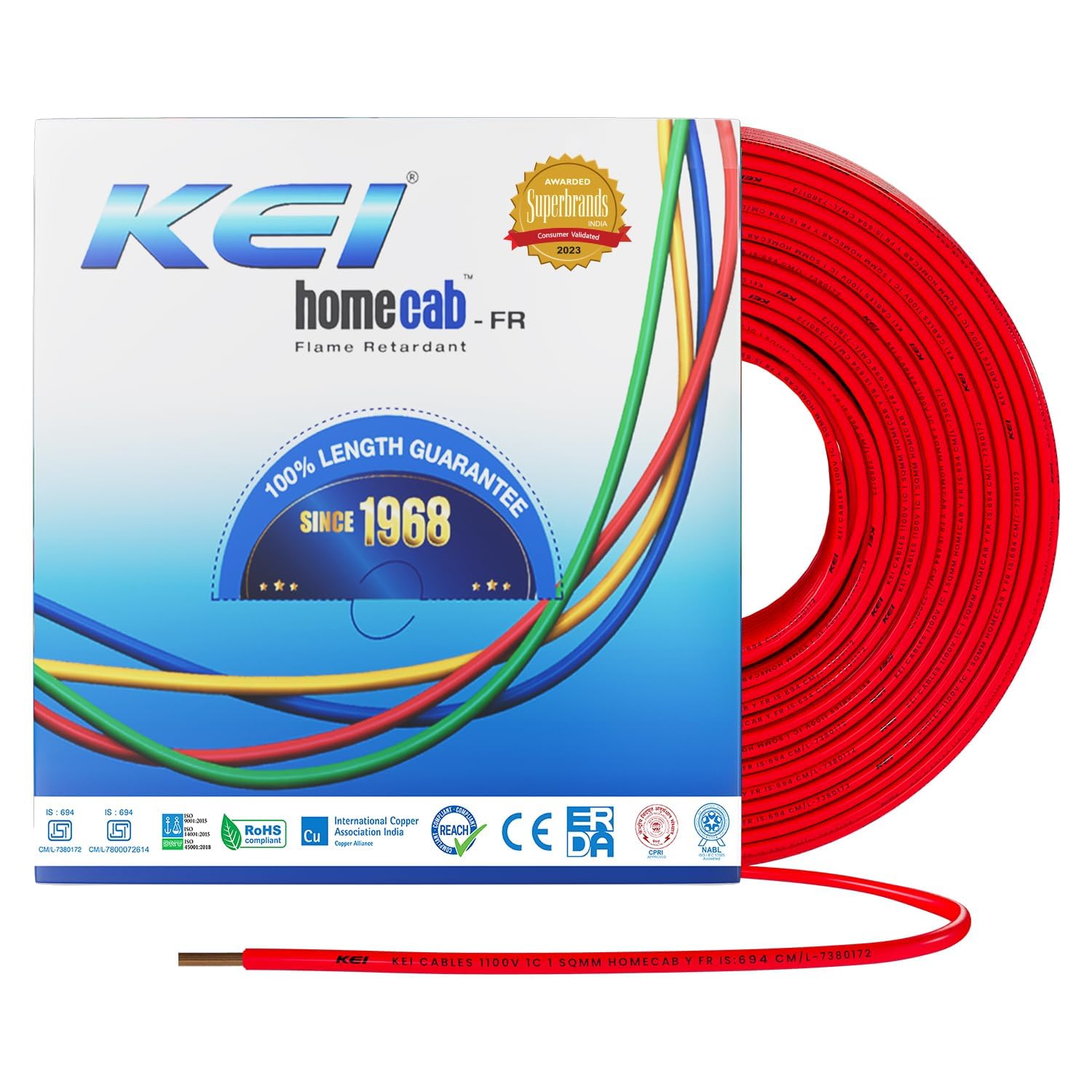 KEI WIRES & CABLES Core Copper Flame Retardant House Wire PVC Insulated Cable